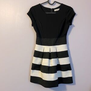 Four Threads Black White Striped Stiff Pleated Bottom Dress size 12